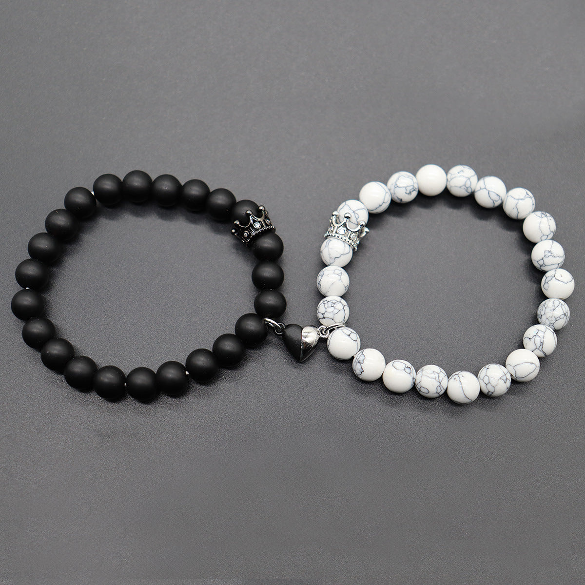 Wholesale Natural Stone Moon Sun Love Heart Magnetic Beaded Bracelet