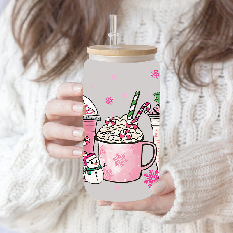 Wholesale Christmas colorful drinks  16oz Cup UV DTF Wraps