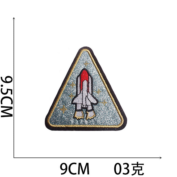 Wholesale Trendy Cartoon Rocket Embroidery Patches Polyester Sew On Space Badge For Clothing DIY Craft