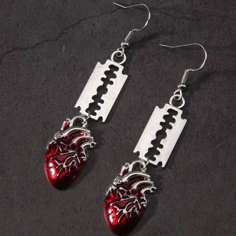 Wholesale Vintage Gothic Heart Blade Men's Earrings