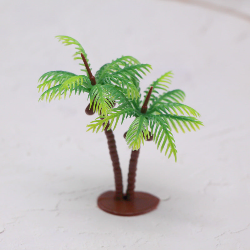 Wholesale 10pcs Mini Beach Ocean Coconut Tree Miniature Model Micro Landscape Architecture Sand Table Props Baking Cake Ornaments