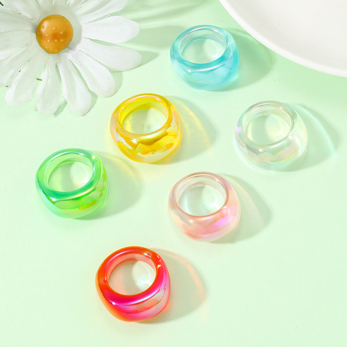 Wholesale Plastic Candy Colored Ring Sets