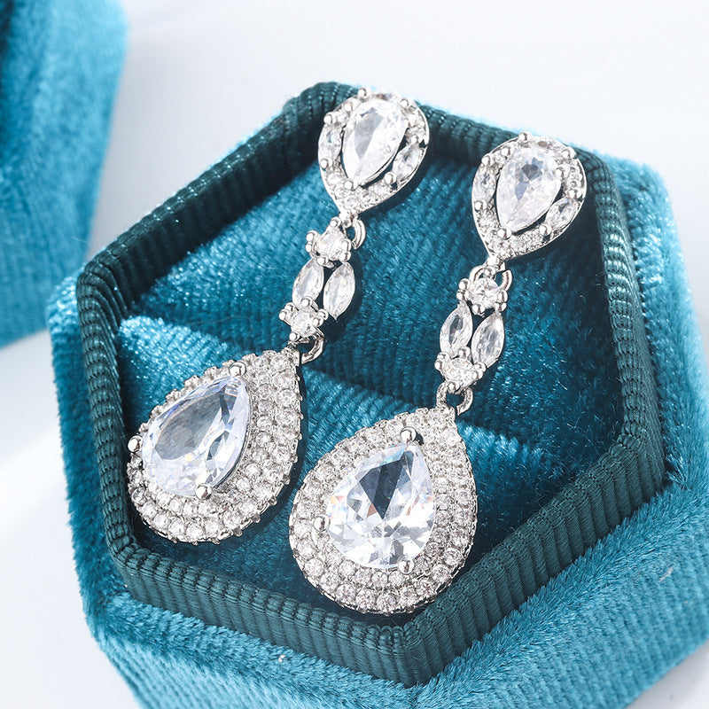 Wholesale Water Droplet Shaped Copper Earrings