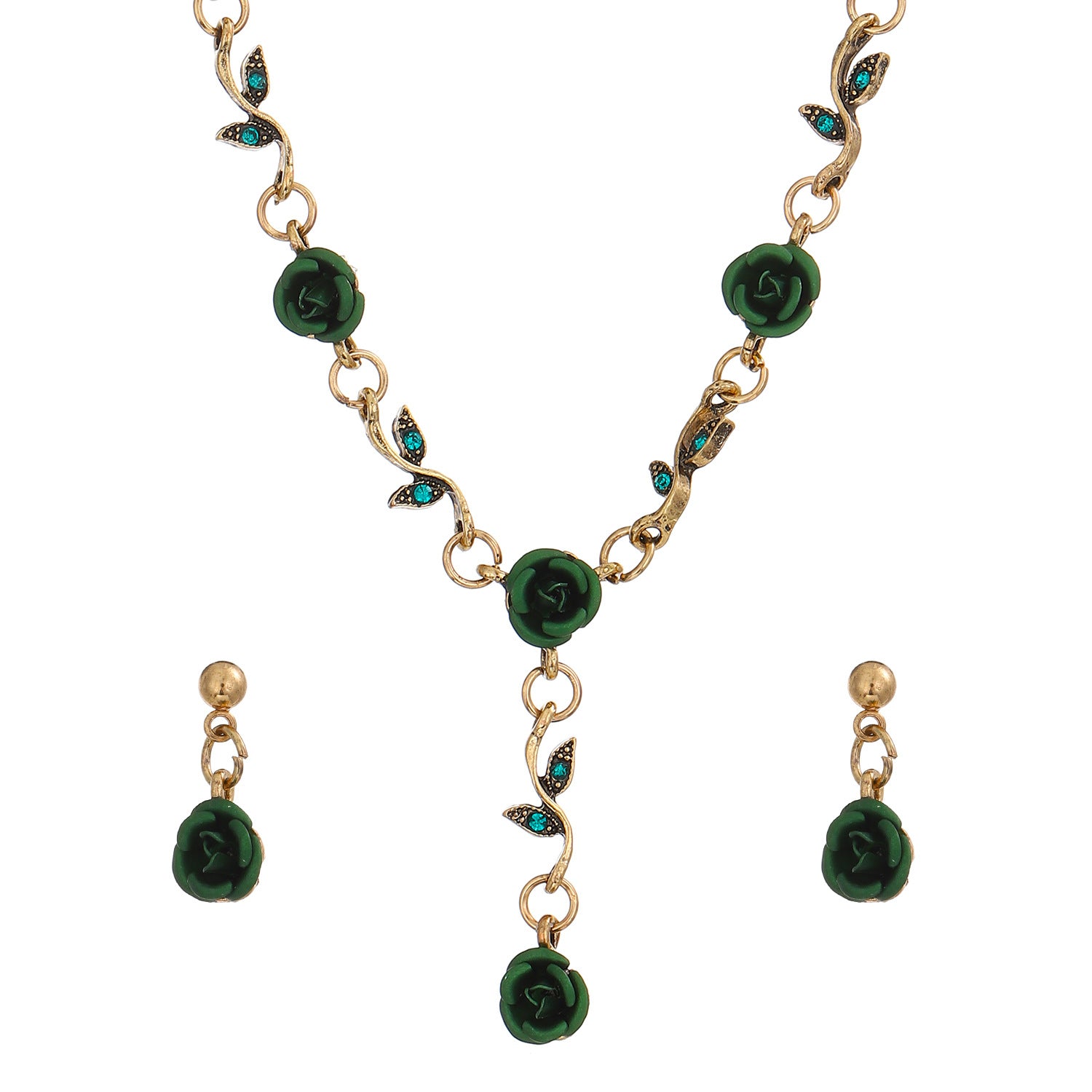 Wholesale Rose Flower Set Personality Elegant Red Rose Necklace Bracelet