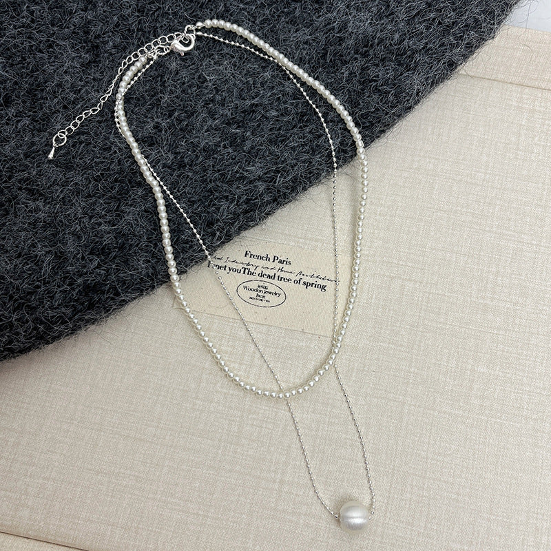 Wholesale Japanese and Korean Silver Brushed Heart Design Necklace Women' s