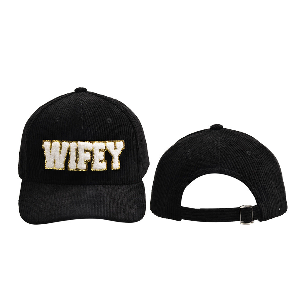 Wholesale WIFEY Letter Corduroy Baseball Cap