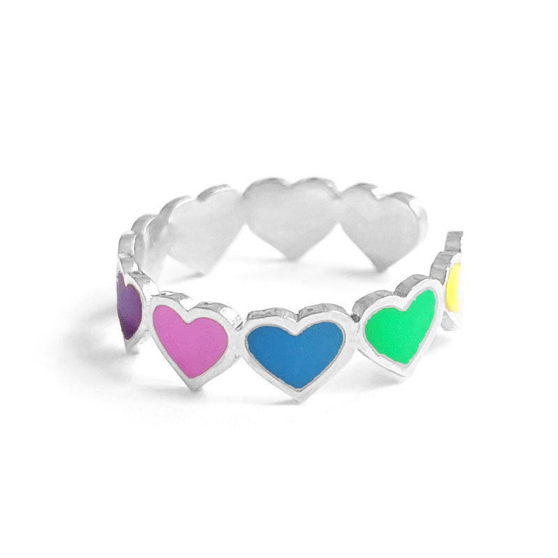 Wholesale Colorful Smiley Flower Opening Adjustable Stainless Steel Ring