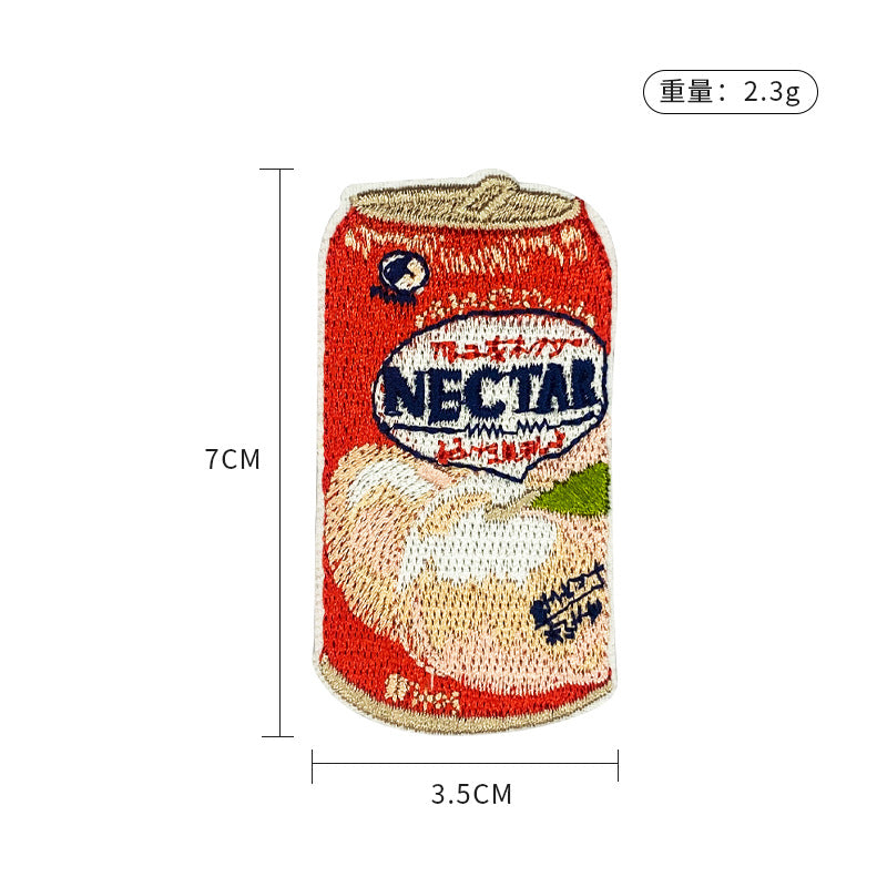 Wholesale Embroidered Cartoon Beverage Bottle Embroidered Down Jacket Patch Embroidered Seal Cloth Patch FS
