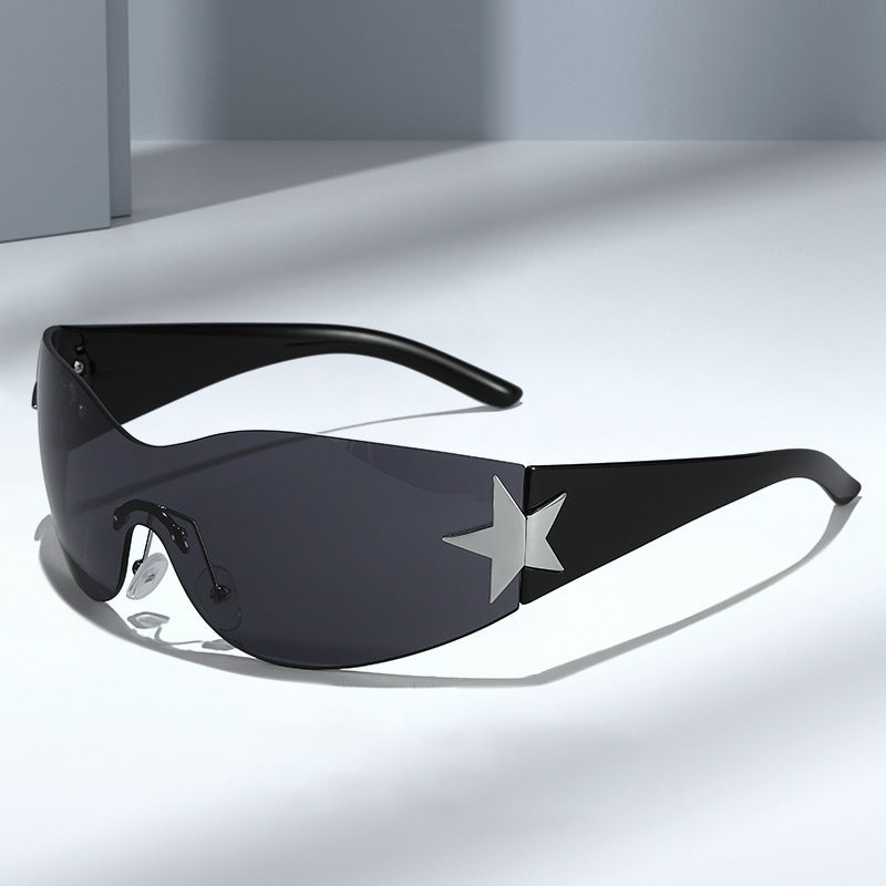 Wholesale One-piece Frameless Outdoor Cycling PC Sunglasses