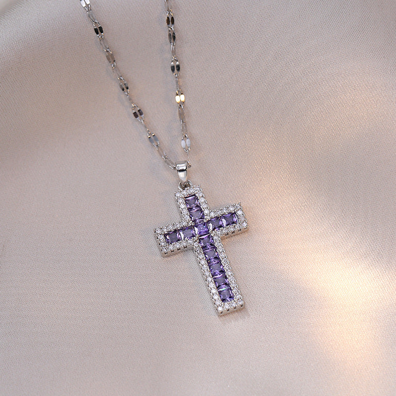 Wholesale Zirconia Cross Design Pendant Necklace