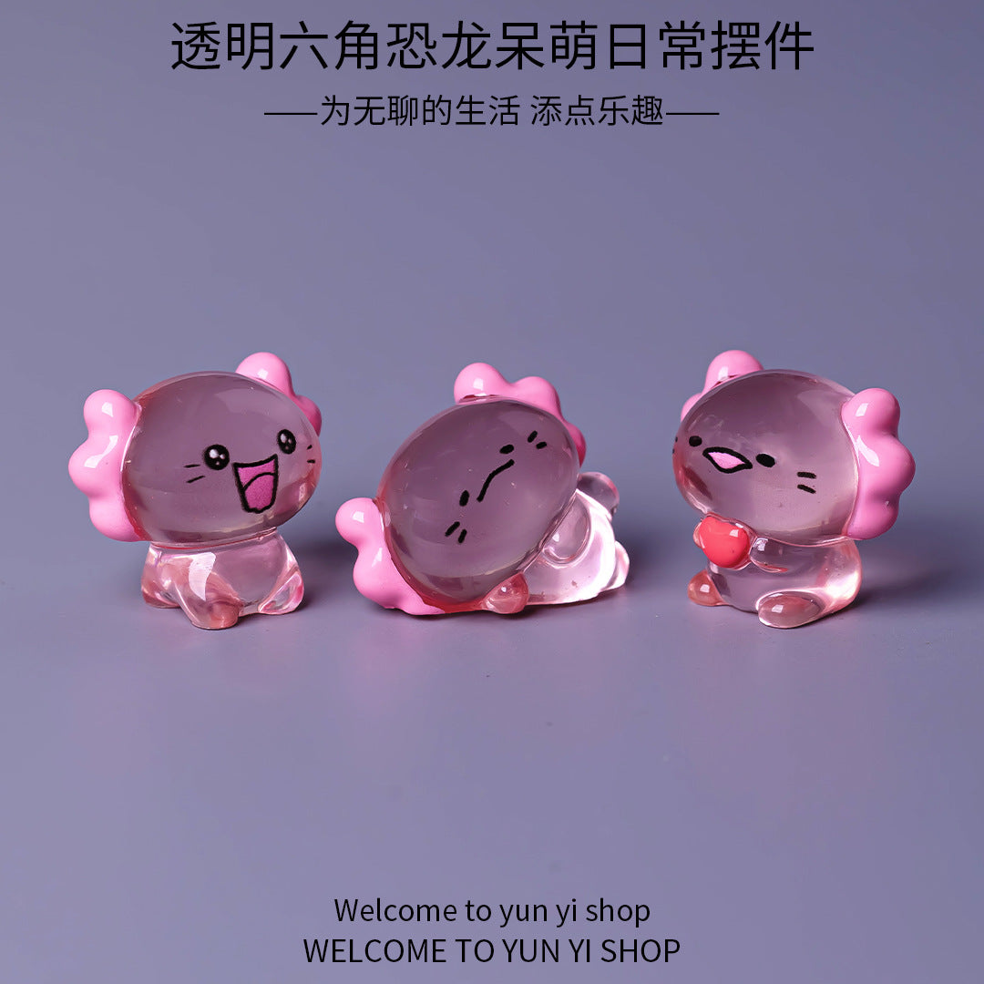 Wholesale Resin Cartoon Cute Transparent Hexagon Dragon Ornament Home Decor Gift Resale