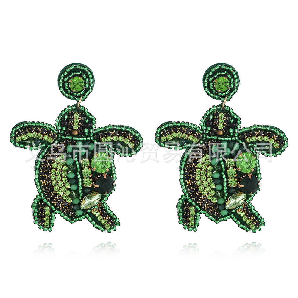 Wholesale Marine Biological Fabric Rice Beads Handmade Sea Star Shell Earrings