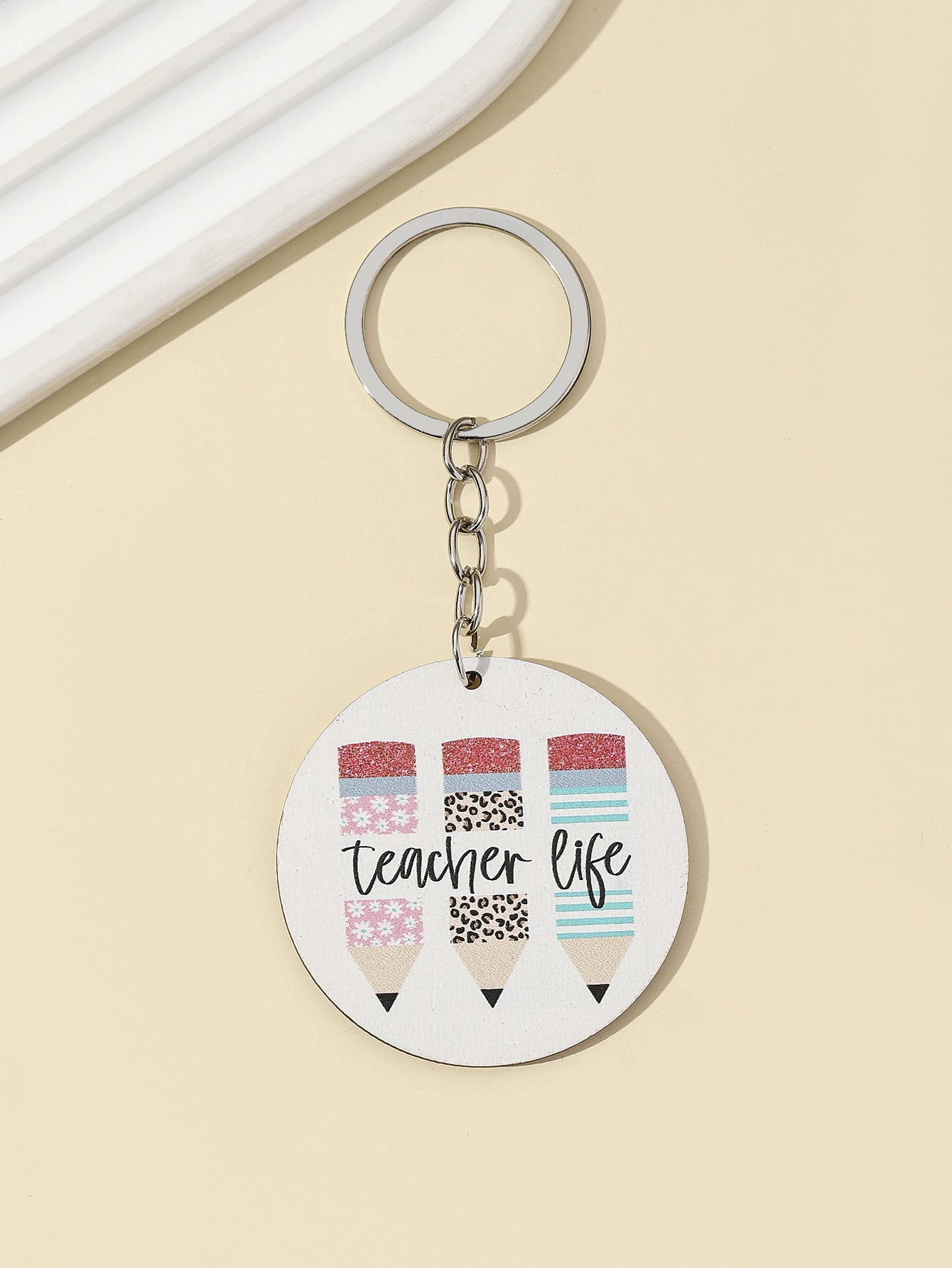 Wholesale Leopard Rainbow Teacher's Day Wooden Keychain