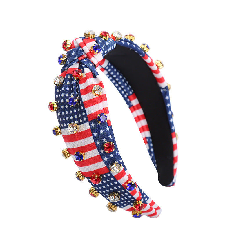 Wholesale Wide Edge Knotted Fabric Love Rhinestone Headband