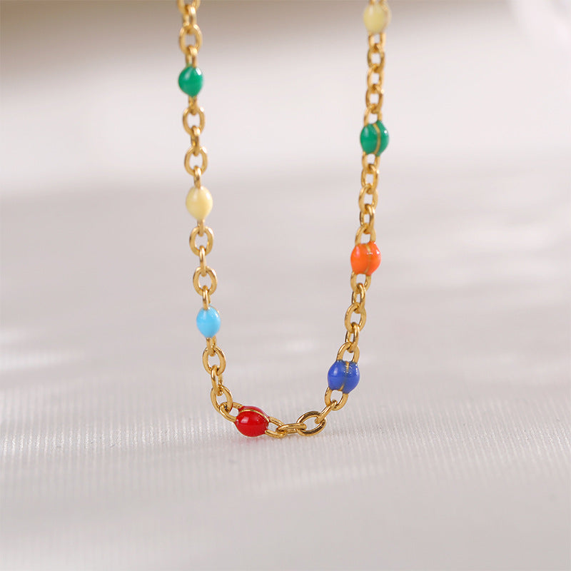 Wholesale Colorful Beaded Colorfast Clavicle Necklaces