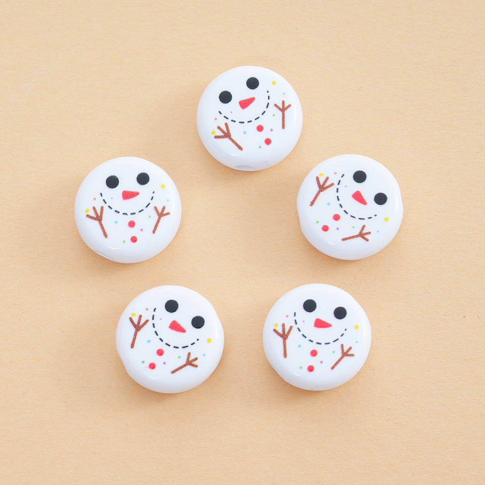 Wholesale 10pcs Christmas Series Printed Acrylic Disc Beads