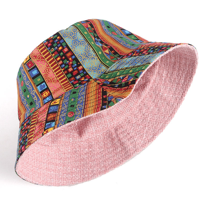 Wholesale Cotton Vintage Ethnic Style Reversible Printed Bucket Hat