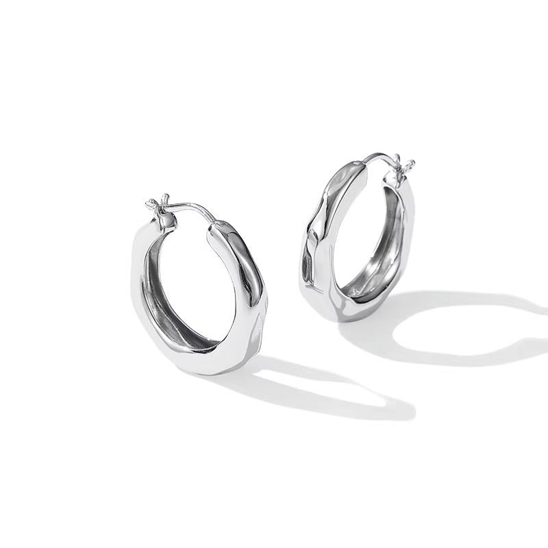 Wholesale s925 sterling silver vintage flowing hoop earrings