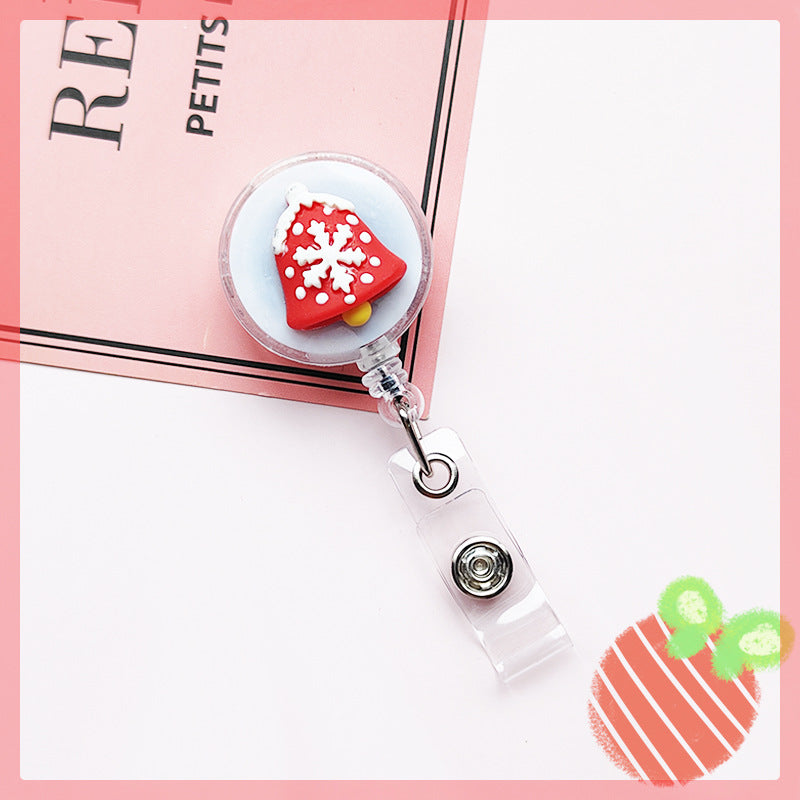 Wholesale 5pcs Cute Christmas Transparent Back Cartoon Creative Chest Badge Work Badge Student Rally Buckle Anti Loss Keychains