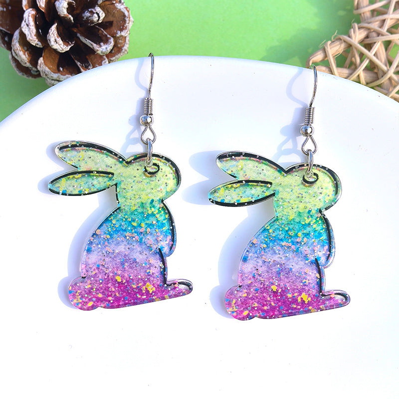 Wholesale Easter cartoon rabbit Easter egg acrylic earrings