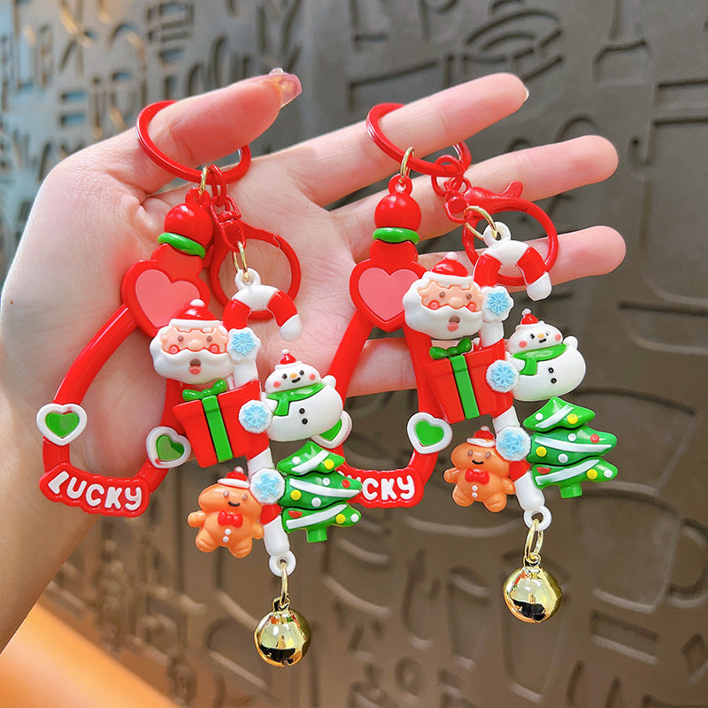Wholesale Christmas Snowman Reindeer Santa Claus PVC Keychain