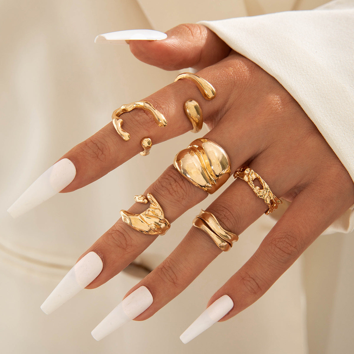 Wholesale Geometric irregular fashion ring set