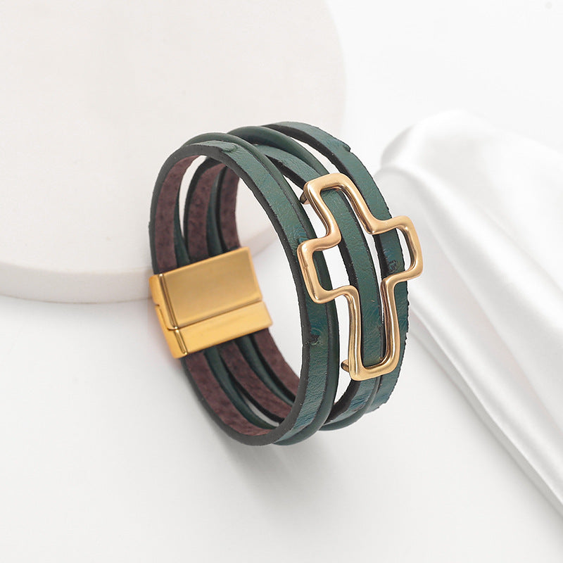 Wholesale Exaggerated Heart Leather Bracelet