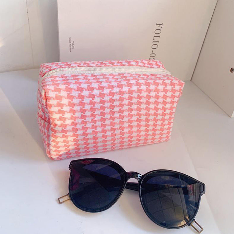 Wholesale Square Candy Color Contrast Fabric Cosmetic Bag