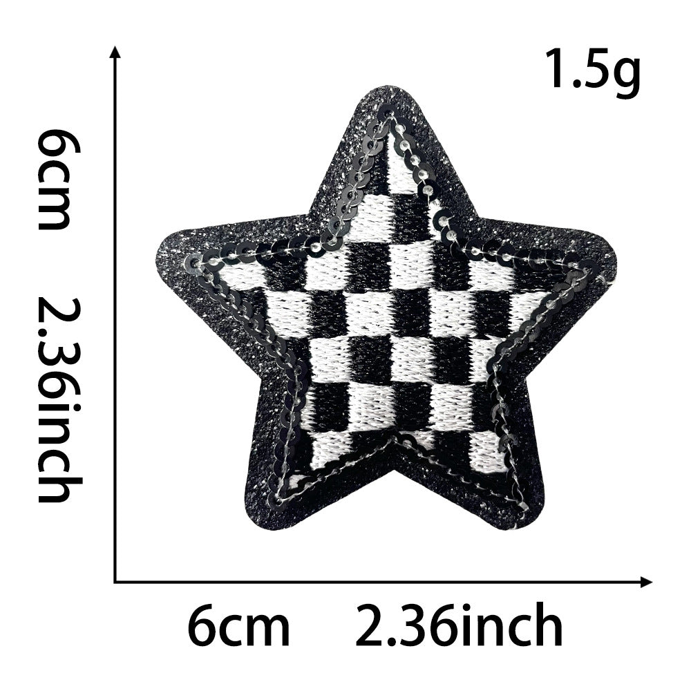 Wholesale Love-themed Black and White Blue Checkerboard DIY Patches