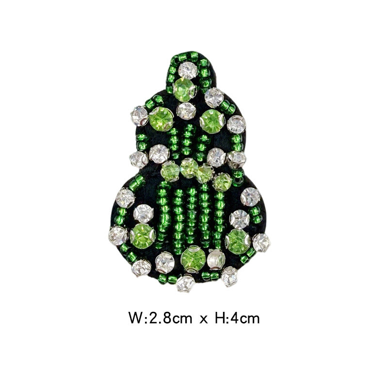 Wholesale Decorative Gourd Shaped Crystal Bead Embroidery Patch DIY Craft Supply For Clothing Bags Towels