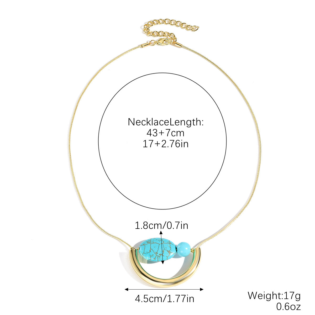 Wholesale Natural stone pendant fashionable and versatile turquoise necklace