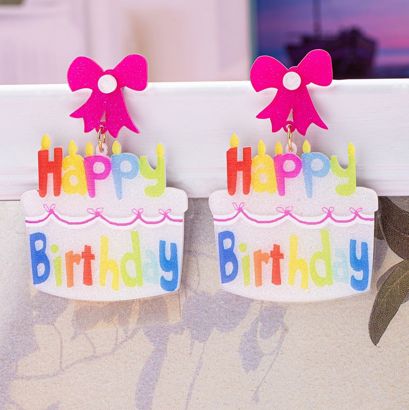 Wholesale Colorful letter cake cute acrylic earrings