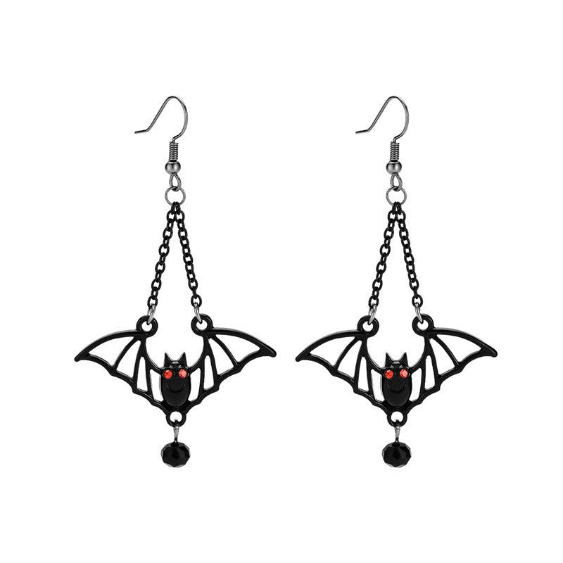 Wholesale Creative Exaggerated Halloween Retro All-match Gothic Black Bat Earrings