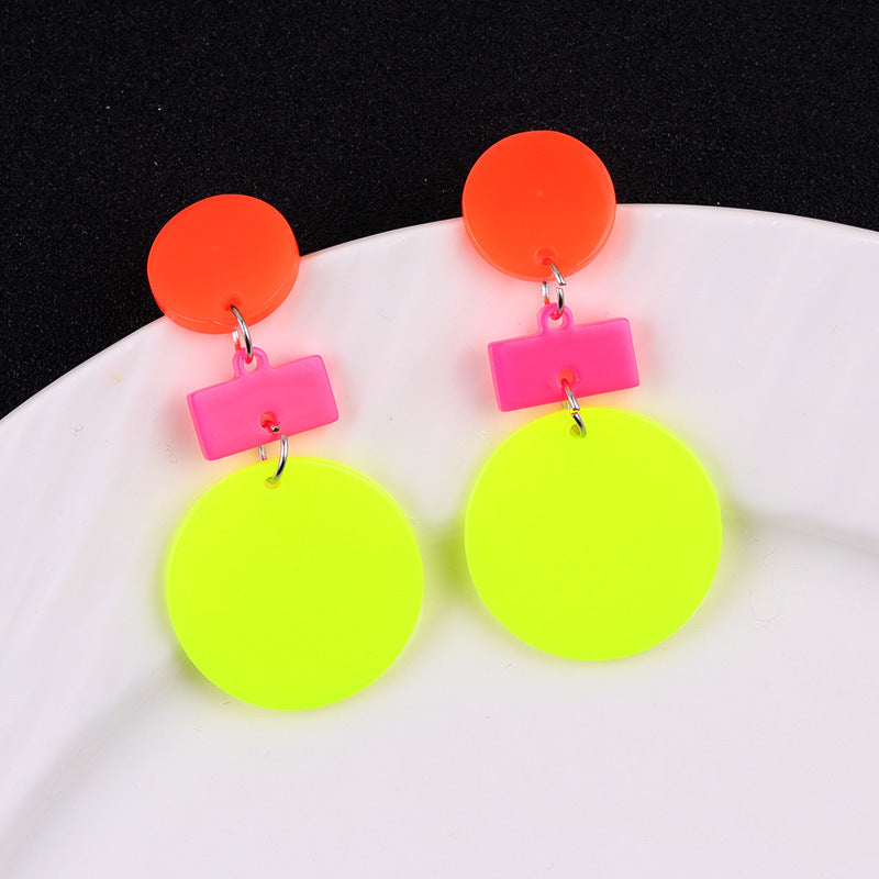 Wholesale Geometric fluorescent lightning bolt round irregular acrylic earrings