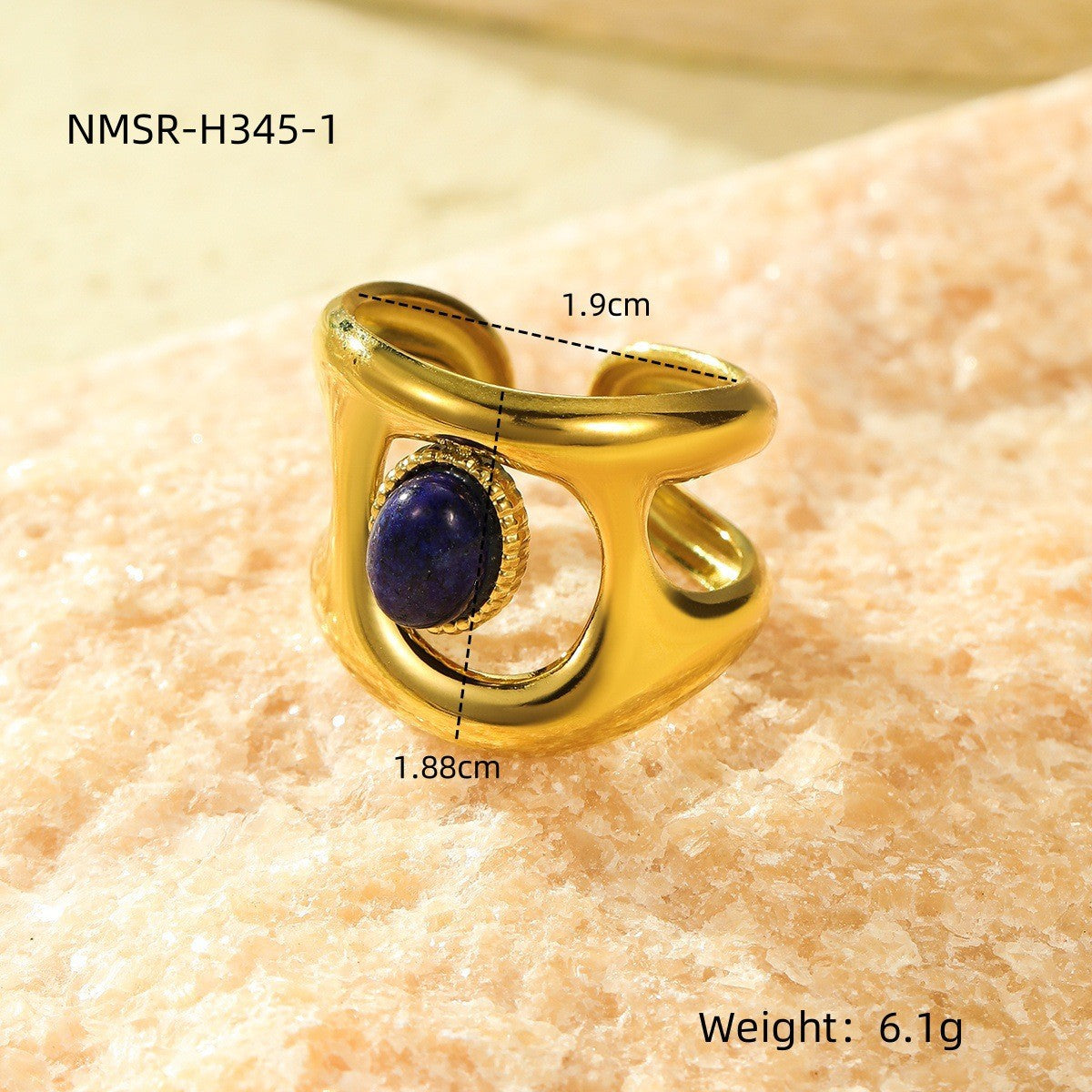 Wholesale Stainless Steel Ring With Natural Stone Setting
