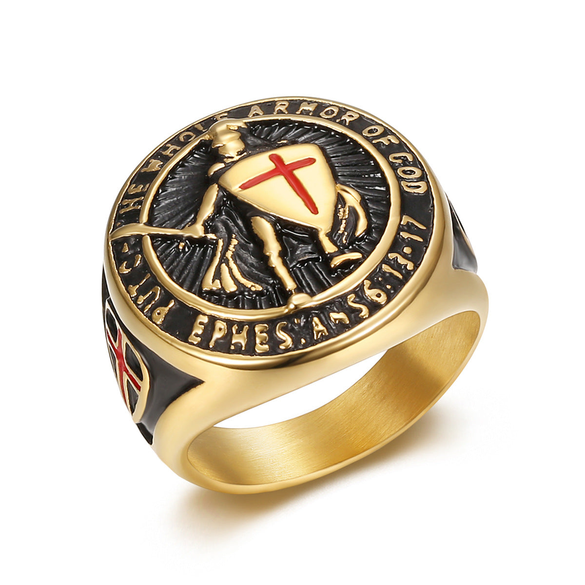 Wholesale Retro Templar Red Cross Shield Ring