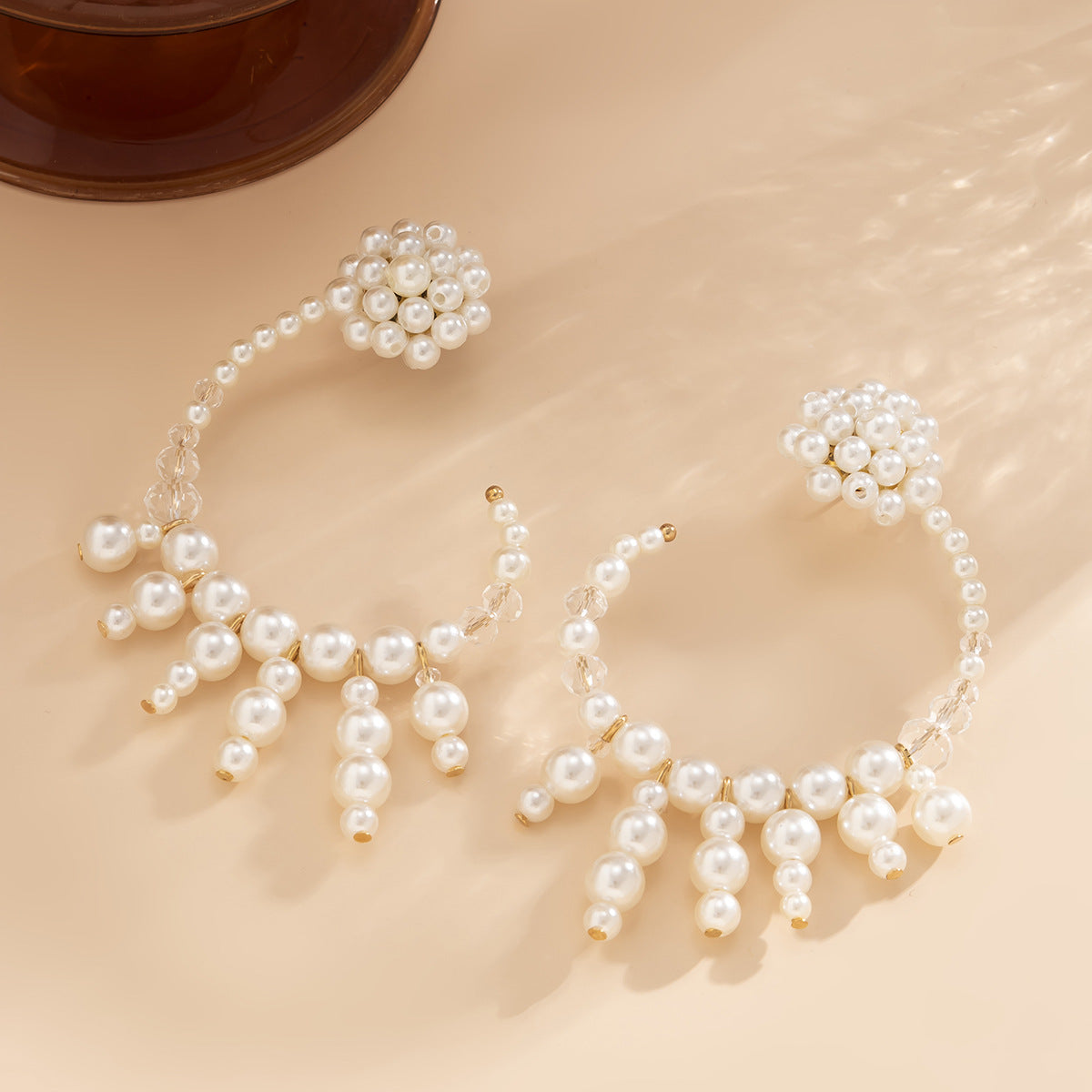 Wholesale Baroque Champagne Imitation Pearl Earrings