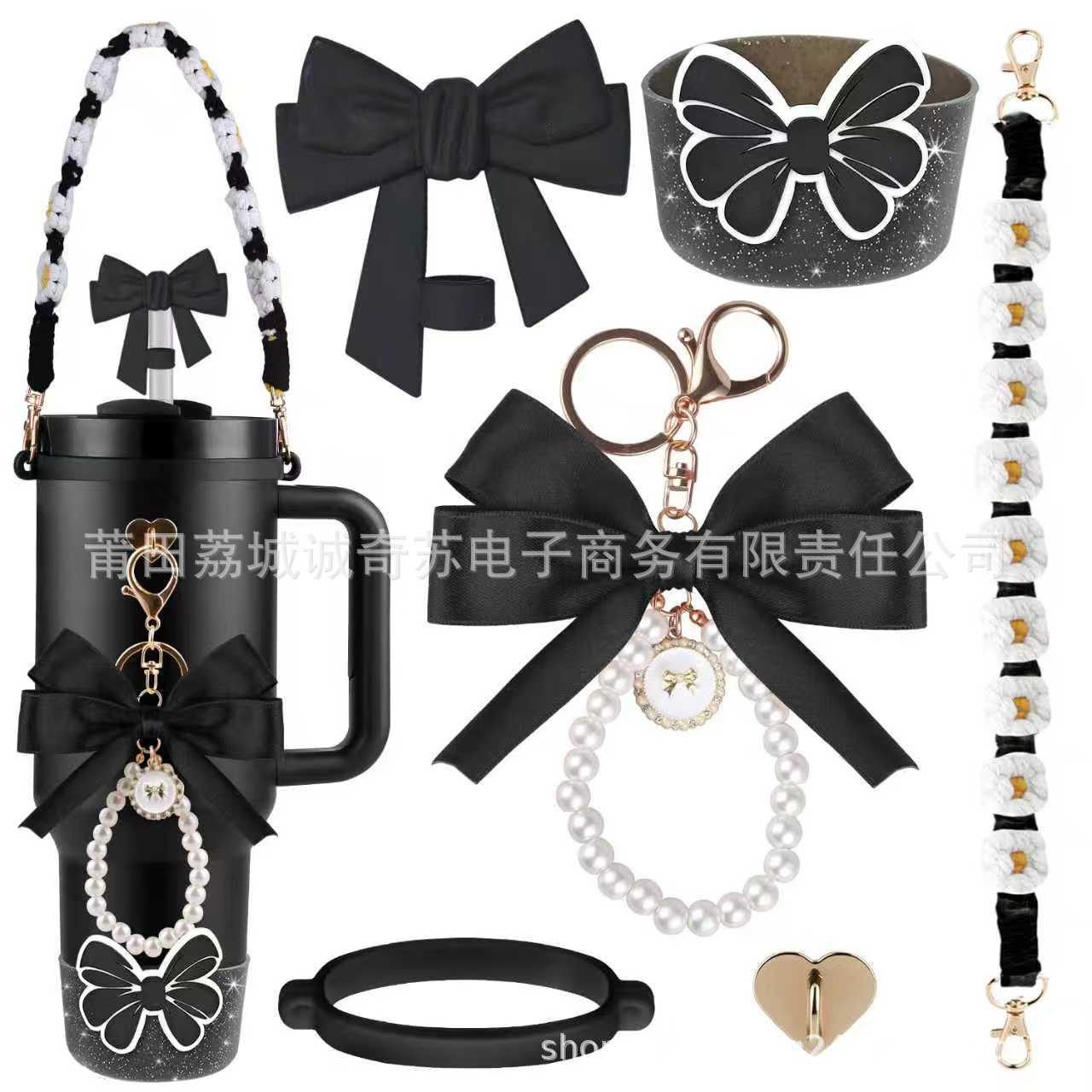 Wholesale Handle Flower Cup Chain Love Flower Straw Cap Cup Accessories