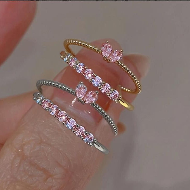 Wholesale Live diamond heart open ring set