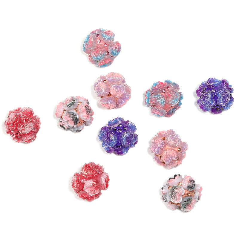 Wholesale 10pcs Colorful Flower Drill Balls Ceramic Beads