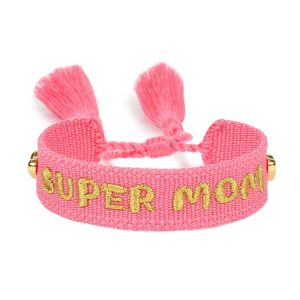 Wholesale Mother's Day MOM Peach Heart Handwoven Tassel Hand Rope