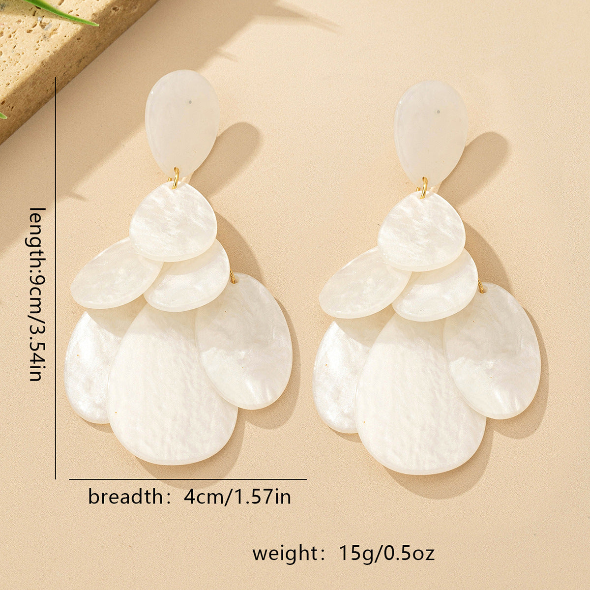 Wholesale White acrylic tassel flower long earrings