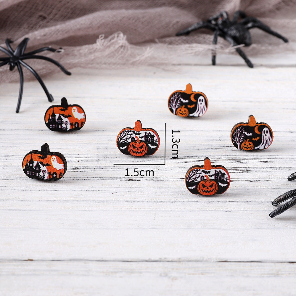 Wholesale  Pumpkin Earring Set Wooden Party Earrings