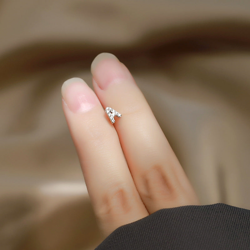 Wholesale Simple Niche Design Mini Full Diamond Earrings for Men and Women Sterling Silver Full Diamond 26 Letter Earrings