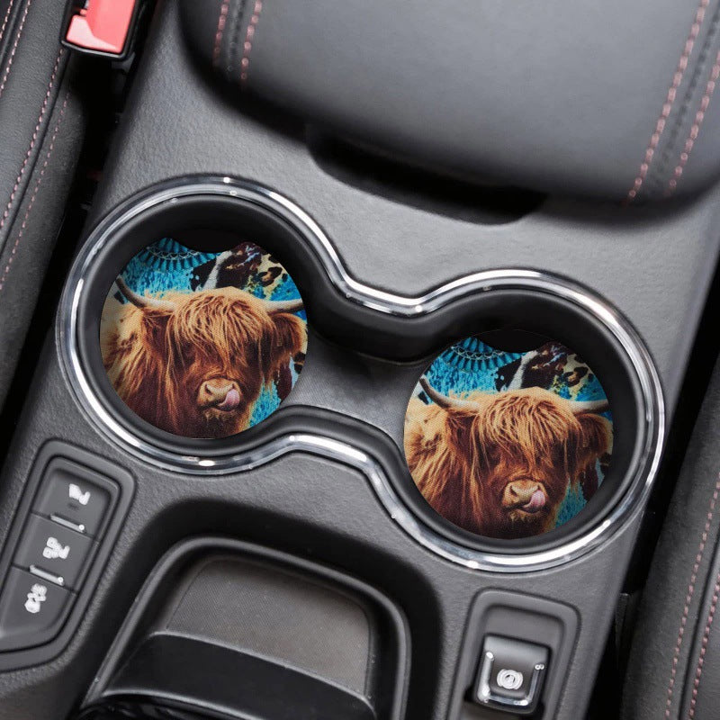 Wholesale New Highland Cattle Car Wooden Coaster