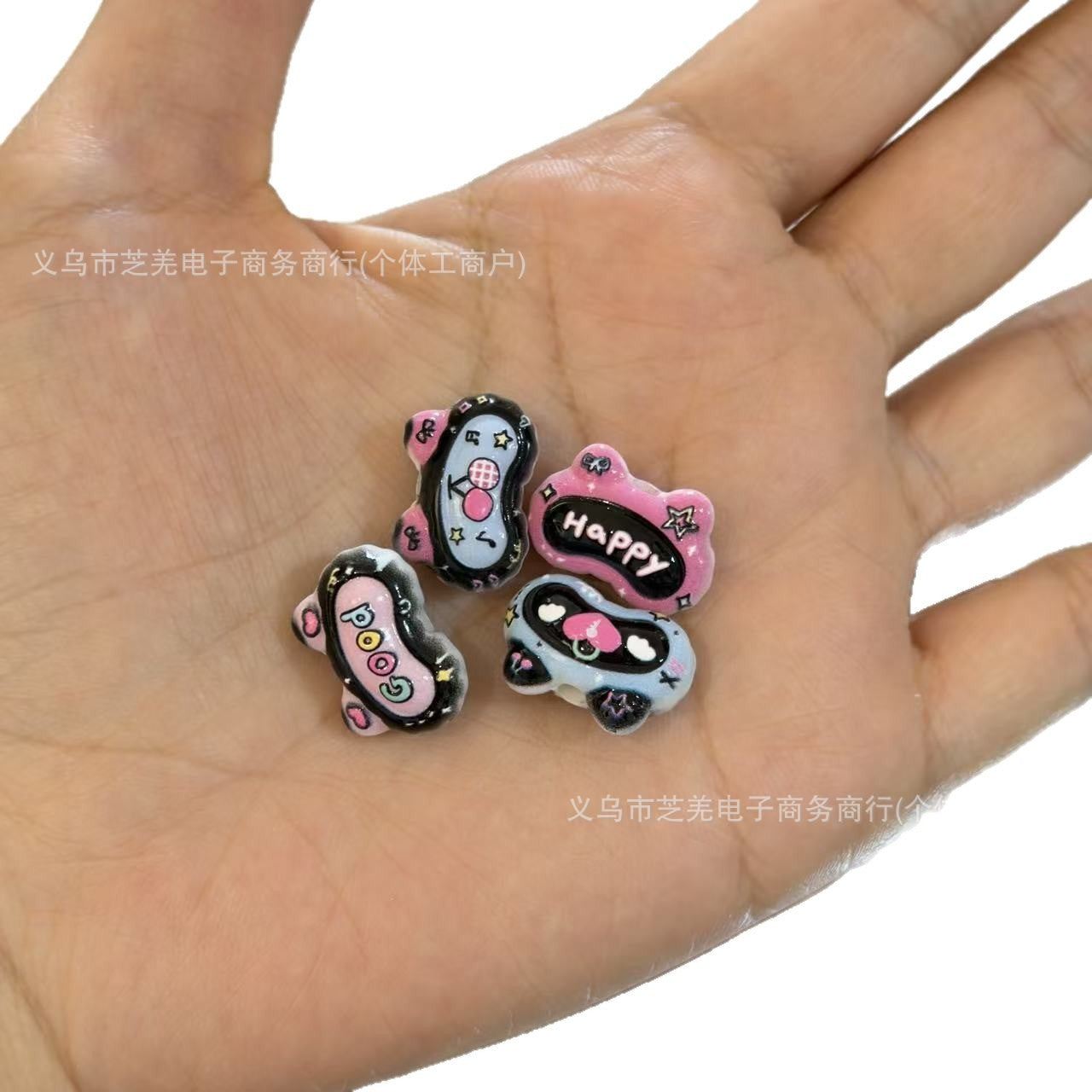 Wholesale 10pcs relief letters cherry heart-shaped eye mask acrylic beads