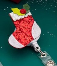 Wholesale Christmas Gift Felt 3D Santa Sock Badge Scroll Retractable Keychain