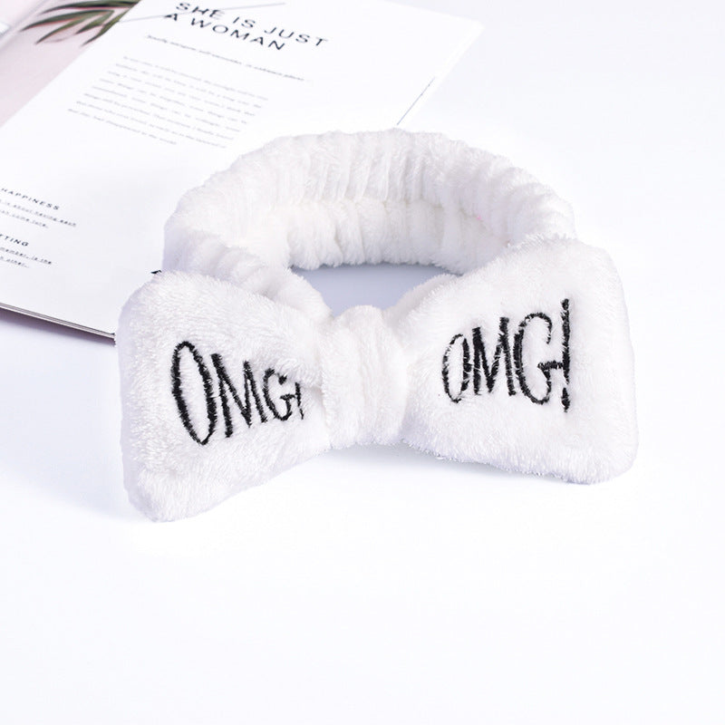 Wholesale Flannel Face Wash Makeup Bow Knot Plush Headband