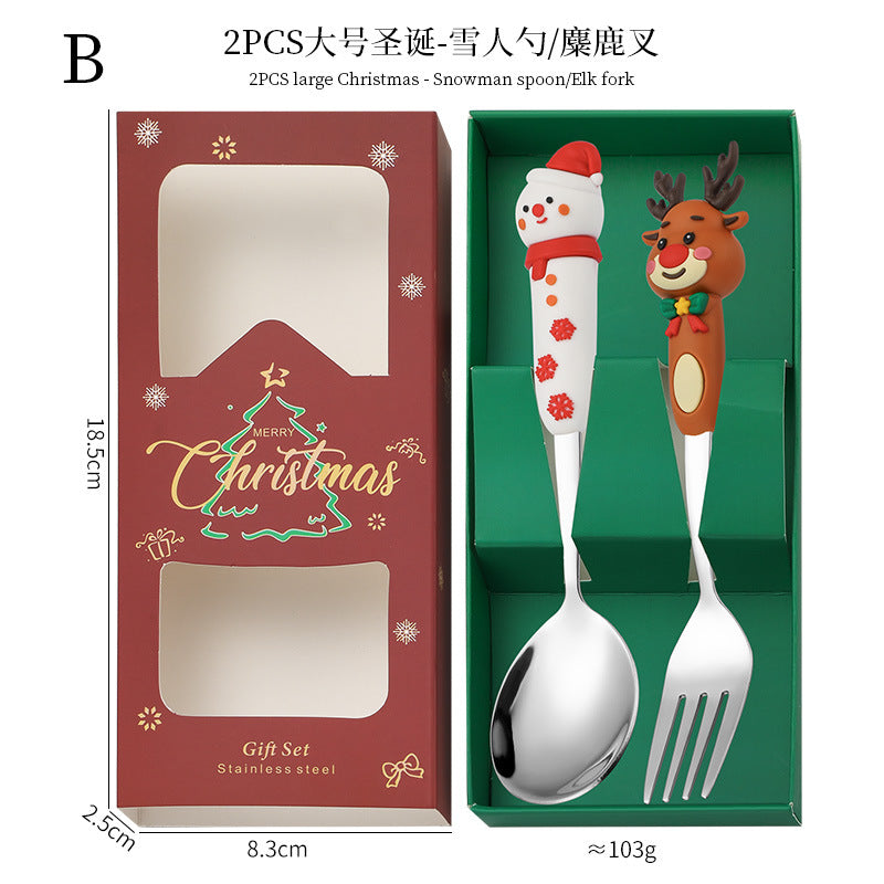 Wholesale Christmas Tableware Dessert Spoon Fork Cartoon  Spoon