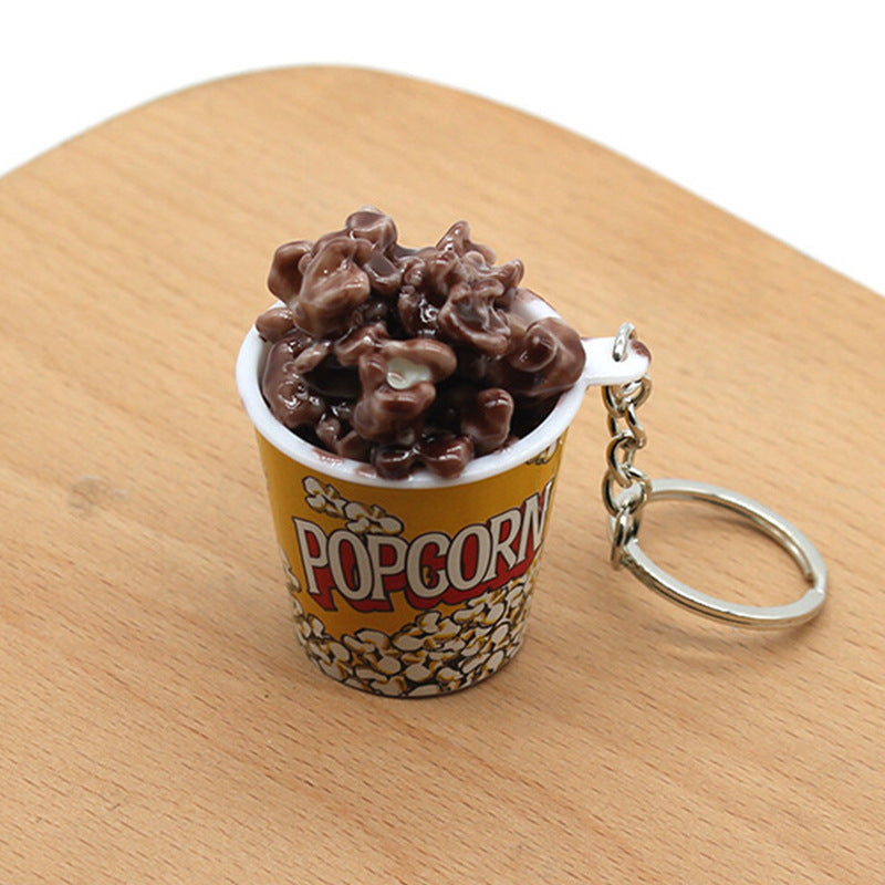 Wholesale Simulation food popcorn bucket keychain